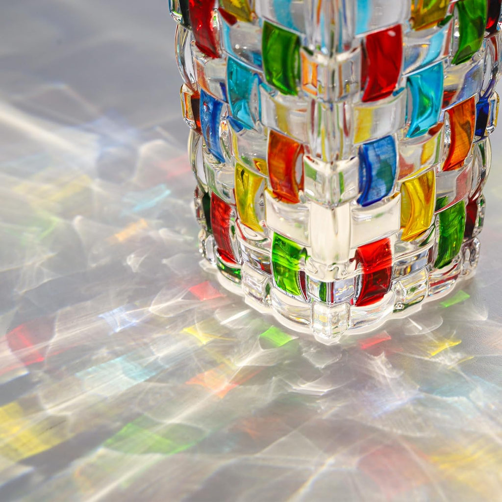 VanEnjoy 7.7 inch Colored Glass Vase Hand Blown Glass Vase for Flower Unique Mosaic Vase Flower Vase for Home Office Decor Glass Mexican Vase for Floral Arrangement Centerpieces