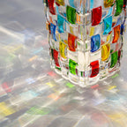 VanEnjoy 7.7 inch Colored Glass Vase Hand Blown Glass Vase for Flower Unique Mosaic Vase Flower Vase for Home Office Decor Glass Mexican Vase for Floral Arrangement Centerpieces