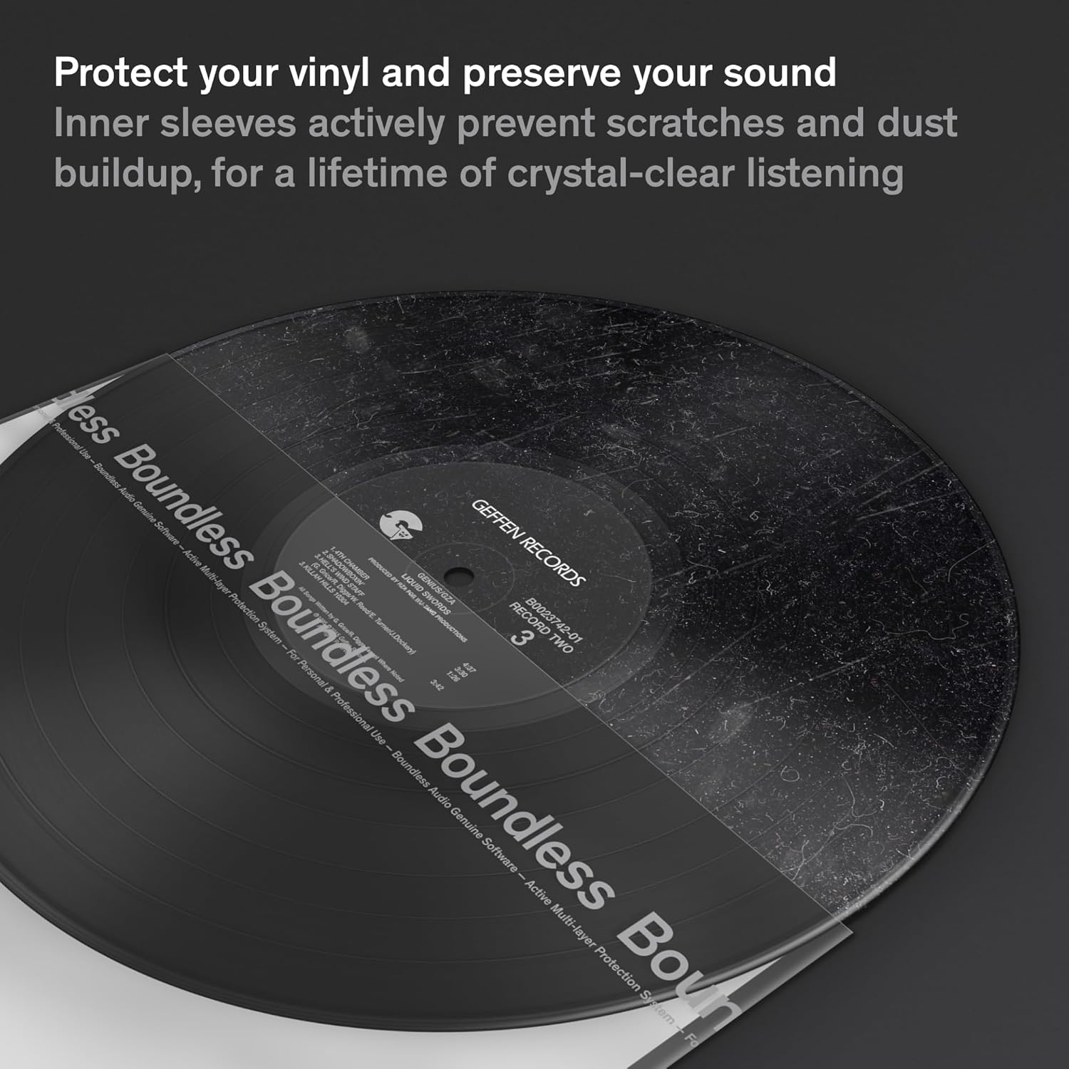 Boundless Audio Vinyl Record Sleeves - 100 x Premium Vinyl Inner Sleeves with Anti-Static Rice Paper & HDPE - Archival 3-Layer Record Covers for 12" LPs - Acid-Free Polylined Album Covers for Storage