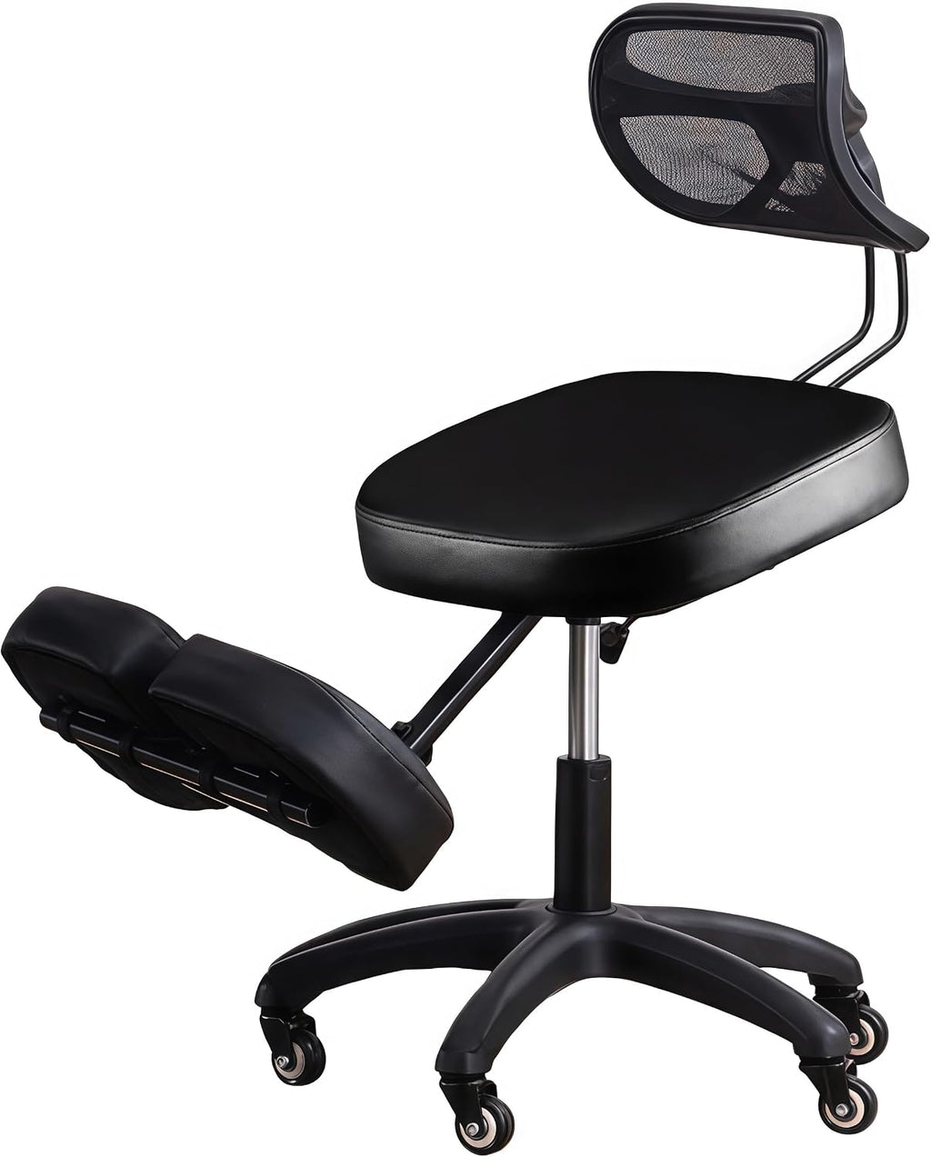 Adjustable Ergonomic Kneeling Chair with Padded Seat and Backrest, Posture Correcting Knee Chair for Office Desk, Comfortable Floor Sitting Alternative