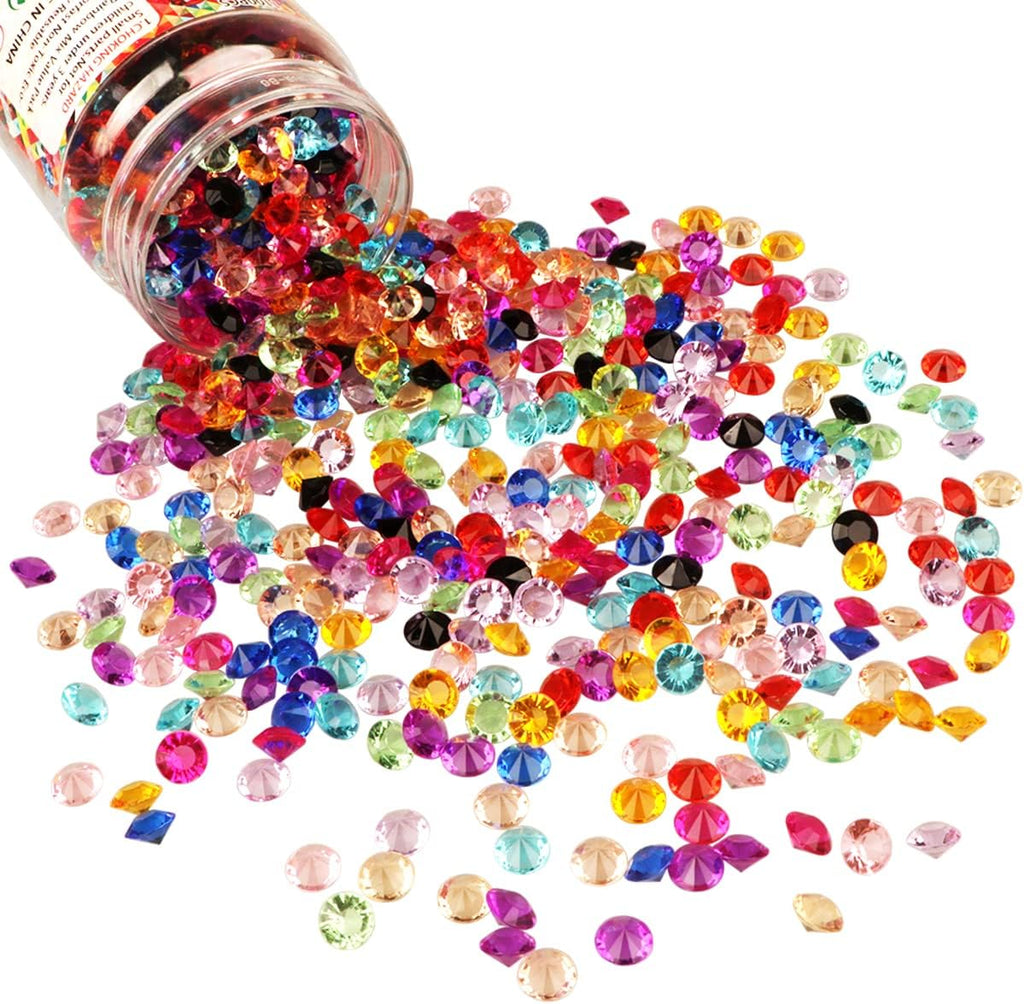 1100 Pieces Clear Wedding Table Scatter Confetti Crystals Acrylic Diamonds Rhinestones for Table Centerpiece Decorations Wedding Decorations Vase Beads Bridal Shower Decor(Multi, 10 MM)