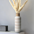 Rustic Ceramic Vase for Living Room Bedroom 11.02'' Farmhouse White Flower Vases for Bouquet Fake Plant Home Decor Office Table Shelf Fireplace Centerpieces Retro Vintage Classic Modern