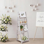 Sintuff White Wooden 4-tier Foldable Ladder Shelf, Sturdy Dessert & Snack Display Stand for Birthday Party & Wedding, Indoor Stand Corner Storage Bookshelf, Rustic Storage Rack, No Tool Assembly