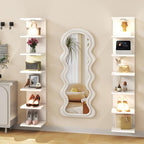 IBUYKE 7 Tier Wall Shelf Unit Floating Shelves with LED Lights,Lack Shelf for Wall Storage,Wall Mounted Vertical Display Shelf for Bedroom,Office,Bathroom White WBC017W