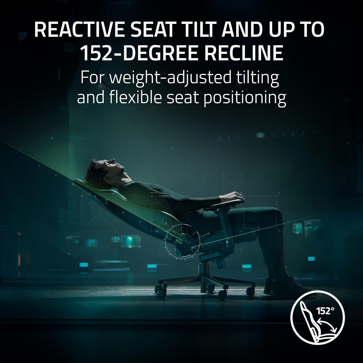 Razer Iskur V2 Gaming Chair: Adaptive Lumbar Support - Adjustable Lumbar Curve - High Density Foam Cushions - Reactive Seat Tilt &152-degree Recline - 4D Armrests - Synthetic Leather - Black