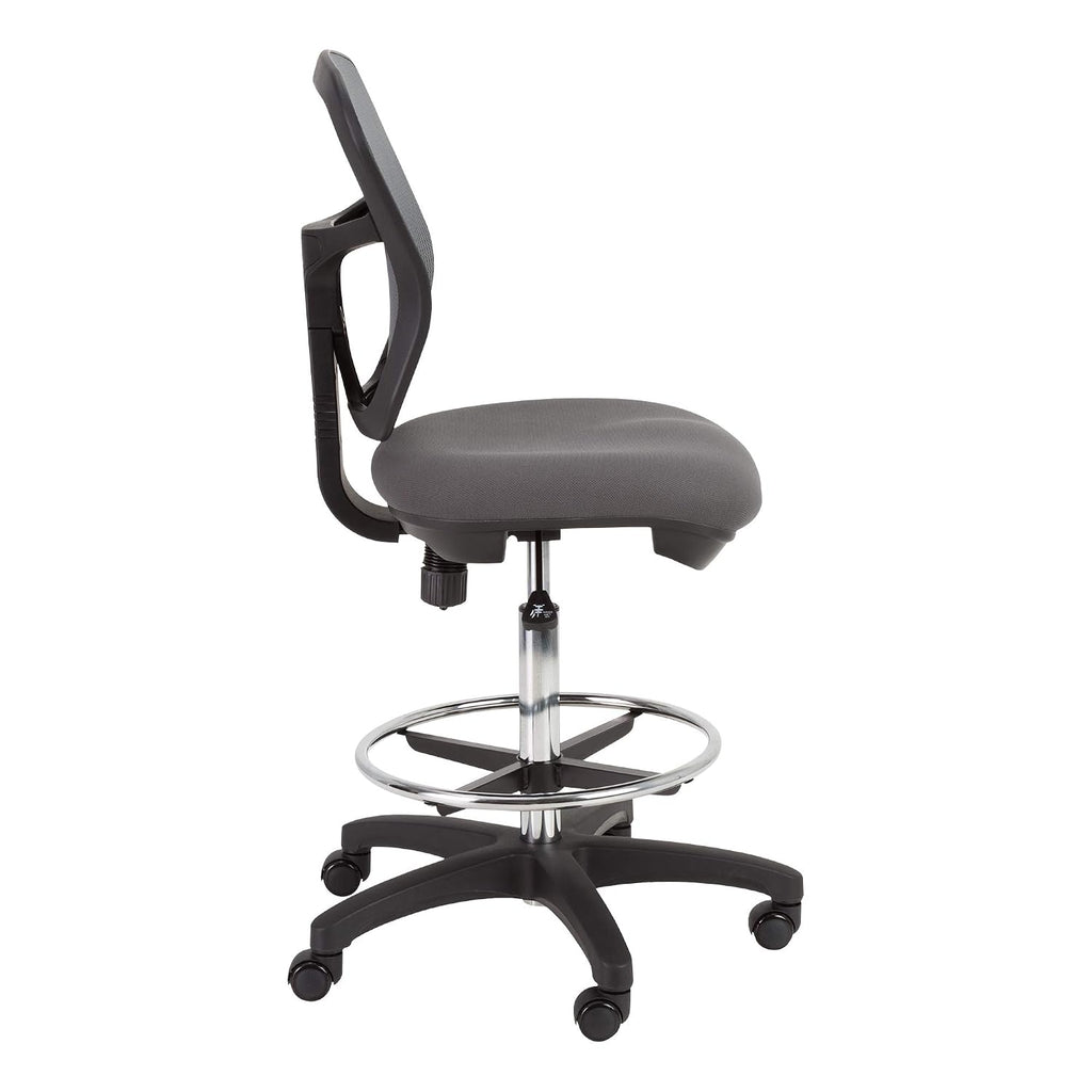 Norwood Commercial Furniture Adjustable-Height Office Mesh Drafting Chair with Chrome Footrest Ring & Optional Arms
