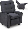 INFANS Kids Recliner, Toddler Lounge Chair with Adjustable Backrest Footrest Cup Holder Side Pockets, Velvet Leather Toddler Couch