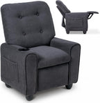 INFANS Kids Recliner, Toddler Lounge Chair with Adjustable Backrest Footrest Cup Holder Side Pockets, Velvet Leather Toddler Couch