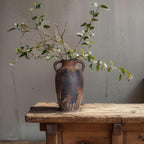 Rustic Ceramic Vase with Handles - 8.7 Inch Terracotta Wabi Sabi Decorative Flower Vase for Home Decor, Farmhouse Vintage Pottery Centerpiece for Table, Shelf Decor, Living Room or Entryway Decorative