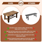 35.5" Outdoor Garden Bench, Weatherproof 2-Person Backless Wooden Bench with Mortise-Tenon Structure – for Garden, Lawn, Porch, Backyard （Brown