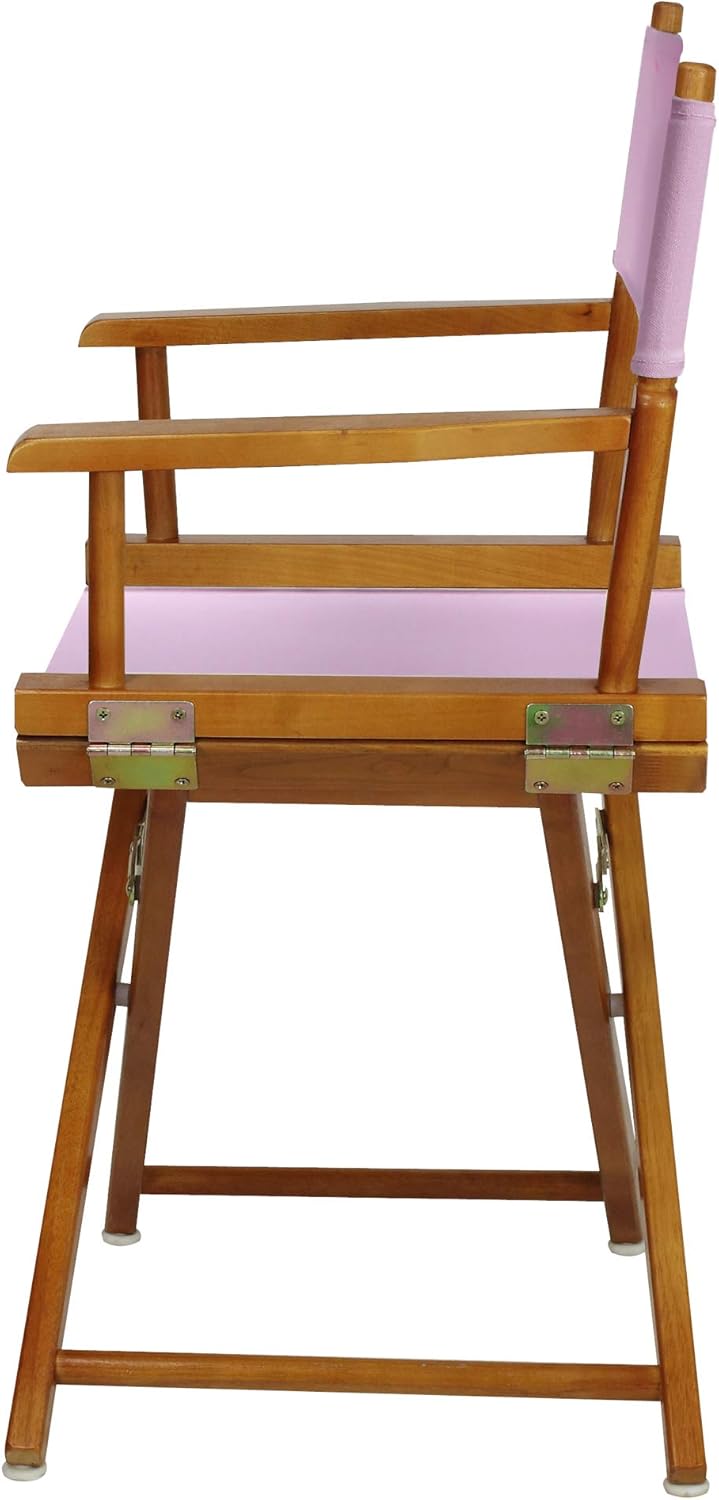 Casual Home 200-55/021-22 18" Honey Oak Frame-Pink Canvas Director Chair Classic Height, OakFrame