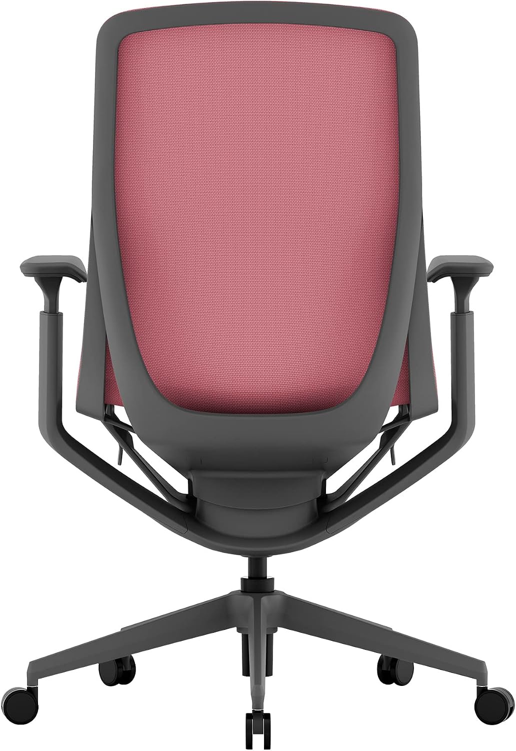 Laura Davidson Furniture Waverly Mesh Office Chair - Mid Back Mesh Chair, Adjustable Height & Arm Rest, Swivel, Seat Tilt - Red Mesh/Dark Grey Frame
