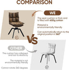 KEEZY Swivel Dining Chairs Set of 2, Mid-Century Modern Chairs with PU Leather, High Back with High-Density Stuffed PP Cotton & Automatic Swivel Metal Legs, Suitable for Kitchen & Living Room（Brown）