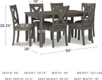 Signature Design by Ashley Caitbrook Rustic 7-Piece Dining Set – Rectangular Table with 6 X-Back Upholstered Chairs, Gray