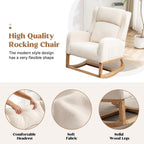 HCHAIRH Rocking Chair Nursery, Nursing Rocking Chairs for Mom Nursery, Comfy Wingback Glider Rocking Armchair with Foot Rest and Side Pocket for Nursery Living Room Bedroom, Beige