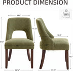 AQO Wooden Dining Chairs Set of 6, Mid Century Upholstered Kitchen Chairs Dining Room Chairs, Chenille Farmhouse Kitchen Chairs Dinner Chair for Kitchen Dining Room, Green