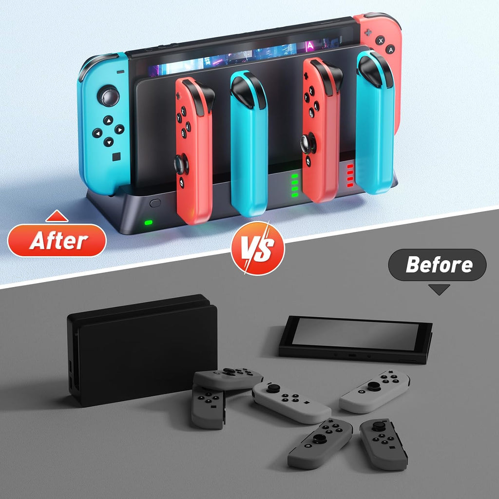 Switch Controller Charger Dock Station for PSP Gaming Console Compatible with Nintendo Switch & OLED Model Joy-con, Charging Dock Station Support to Charge 6 Joycons