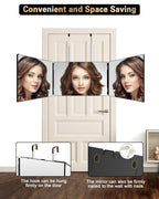 JUSRON 360 Viewing Angle Self Hair Cutting Mirror, Clear Anti-Fog HD Glass (Black Without LED Without Accessories)