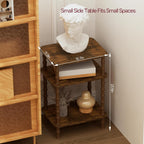 Side Table,Living Room End Tables with 3-Tier,Small Nightstand Table for Small Spaces,Sofa Side,Bedside, Bathroom,Coffee Table,Modern Bedside Table,Stable Frame,Easy Set Up (Rustic Brown)