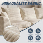 106" Modular Cloud Sofa L-Shaped, Boneless Deep Seat Sectional with High-Density Foam, Washable Corduroy Fabric, No Assembly Required for Living Room Apartment, Beige