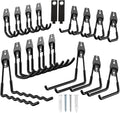 18 Pack Garage Hooks Heavy Duty, Utility Steel Garage Storage Hooks, Garage Organization System with Anti-Slip Wall Mount Hangers for Hanging Bike, Ladder, Garden Tools (Black)