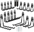 18 Pack Garage Hooks Heavy Duty, Utility Steel Garage Storage Hooks, Garage Organization System with Anti-Slip Wall Mount Hangers for Hanging Bike, Ladder, Garden Tools (Black)