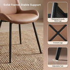 Modern Dining Chairs Set of 4, Faux Leather Modern Mid-Century Kitchen Chairs with Ergonomic Backrest & Heavy Duty X-Shape Base Metal Legs, Kitchen Chairs for Home Cafe,Brown
