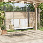 Swing Bench Brown, Black, Cream White PE Rattan, Powder-Coated Steel,Outdoor Swing Bench with Comfortable Cushions for Garden or Patio Patio Furniture