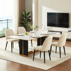 Upholstered Dining Chairs Set of 4, Chenille Mid Century Modern Fabric Dining Room Chair High-Back Padded Kitchen Chairs with Padded Seat and Metal Legs for Kitchen Dining Room Restaurant Cafe, Beige