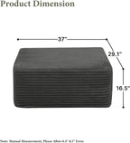 POEM PANDA 37" Modular Boneless Ottomans for Living Room, Grey Soft Plush Corduroy Small Ottoman Foot Stool, Multi-Use Otoman Foot Rest for Couch & Bedroom Ottoman Seat.