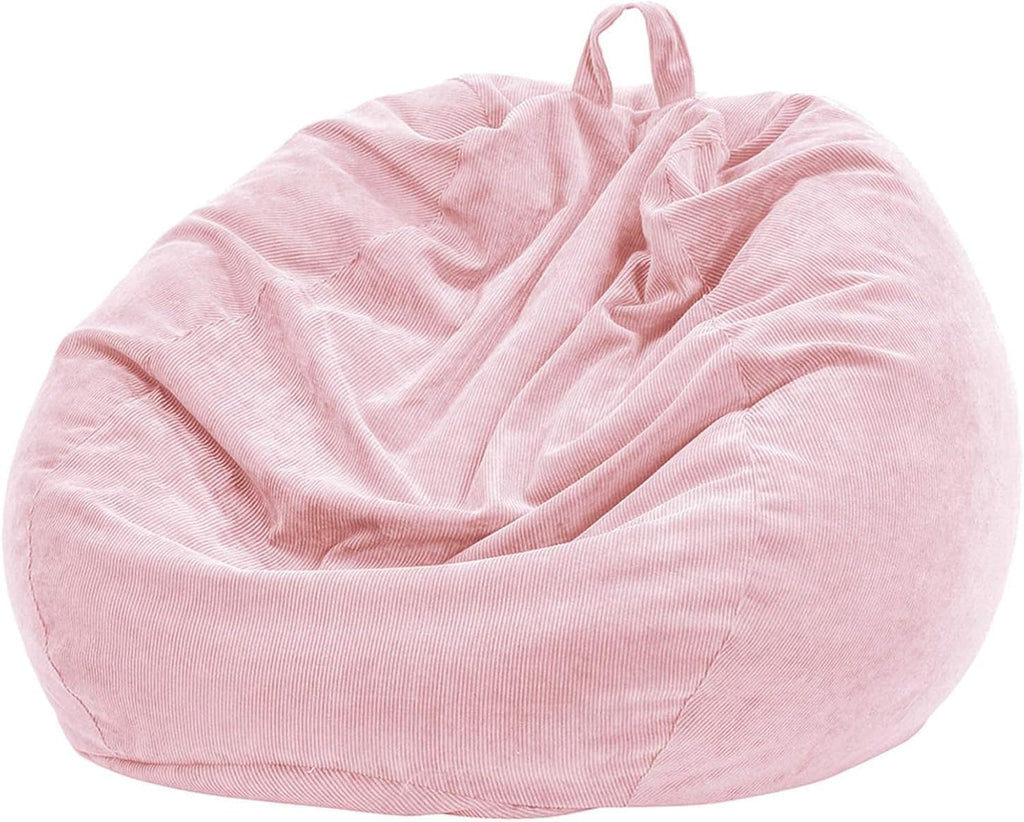 Bean Bag Chair Cover (No Filler) for Kids and Adults,Beanbag Stuffed Animal Storage Without Filling Plush Toys Holder and Organizer Soft Premium Corduroy 200L (Pink)