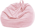 Bean Bag Chair Cover (No Filler) for Kids and Adults,Beanbag Stuffed Animal Storage Without Filling Plush Toys Holder and Organizer Soft Premium Corduroy 200L (Pink)