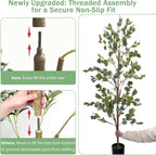 Caxchiling Faux Eucalyptus Tree 6FT, Artificial Potted Tree for Indoor Outdoor, Fake Floor Plants with Natural Wood Trunk, Home Office Living Room Bedroom Decor