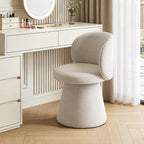 Swivel Dining Chair, Chenille Upholstered Barrel Accent Chair with 360° Swivel, Armless Vanity Chair for Makeup Room, Bedroom,Beige