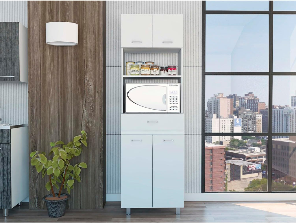 Pembrooke 2-Shelf 1-Drawer Microwave Storage Cabinet - White