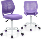 LUARANE Kids Desk Chair, Adjustable Swivel Chair for Children, Armless Mesh Task Study Chair with Lumbar Support, Adjustable Height, Universal Wheels, Rolling Computer Chair for Bedroom, Office