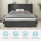 BALUS Queen Murphy Bed, Murphy Cabinet Bed with USB Charging Station-Grey | USB Charing Station, Spacious Drawer, Space Saving, Queen Bed Frame