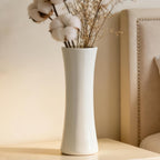12 Inch White Vase Ceramic Flower Vase, Tall Vases for Pampas Grass, Home Decor, Modern Textured Vases for Living Room Decorations,Table Centerpieces,Shelf,Farmhouse Small Ceramic Vase