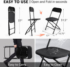 10 Pack Black Folding Chairs, Portable Stackable Commercial Foldable Chair, Indoor Outdoor Plastic Folding Chair for Events/Office/Home/Wedding/Party, 400lbs Capacity
