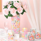 WinnerWhy 100 Pcs Conversation Hearts Vase Filler Resin for Candle Filler Candle Holder Floating Candles Candy Heart Centerpiece for Wedding Decor Macaron Color