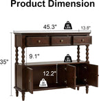 45.3'' Solid Wood Console Table, Retro Sofa Table with 3 Drawers & 2 Cabinet, Long Behind Couch Accent Table Console Table Narrow Entryway Table for Living Room, Foyer, Hallway