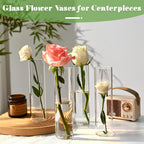 20 Pcs Glass Cylinder Bud Vases for Centerpieces, H: 7.15" x D: 1.85", Birthday Party Wedding Centerpiece Table Decorations, Home Decor, Small Cylinder Living Bud Vases in Bulk for Flowers