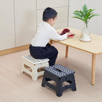 VECELO Step Stool Folding Chair (2024 New, Safety Lock Design) Step Ladder, Width 12.6 x Depth 9.8 x Height 8.7 inches (32 x 25 x 22 cm), Khaki Folding Stool, Chair, Compact, Outdoor/Indoor,