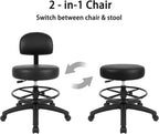 TAKE UR SEAT® Economical Multi-Purpose Medical Spa Drafting Stool with Adjustable seat and Back Height. Comfortable Thick seat Padding. Easy to Clean (Med. Bench Height Black)