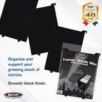 BCW Comic Bin Partitions | Exclusive Organizer for Short and Long Comic Book Bins | Notched, Tabbed, and Structurally Supportive Dividers (Black, 6 Pack)