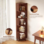 5-Tier Corner Bookshelf, Modern Corner Shelf, Freestanding Bookcase Corner Cabinet Storage Display Shelf Organizer for Living Room Home Office Bedroom Kitchen