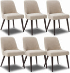 CHITA Mid-Century Modern Dining Chair, Upholstered Fabric Accent Chair for Dining Room, Set of 6, Beige
