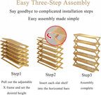 The 9-Tier No-Assembly Bamboo Rack, Foldable Accordion Corner Shoe Shelf, Collapsible Vertical Shoe Organizer with 3–9 Tier Options for Entryway,Closet and Small Spaces (Wood, 6 Tier)