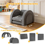 PY HOME & SPORTS Kids Modular Sofa Play Set, 7-Piece Creative Foam Couch for Children, Soft Coral Fleece, Multiple Configurations, Improves Hands-On Skills & Imagination, Compressed Packaging