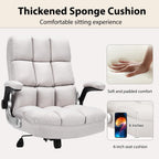 POWERSTONE Ergonomic Office Chair Big and Tall High-Back Executive Computer Desk Chair Upholstered Comfortable Home Office Chair with Flip-up Arms 400 LBS, Beige